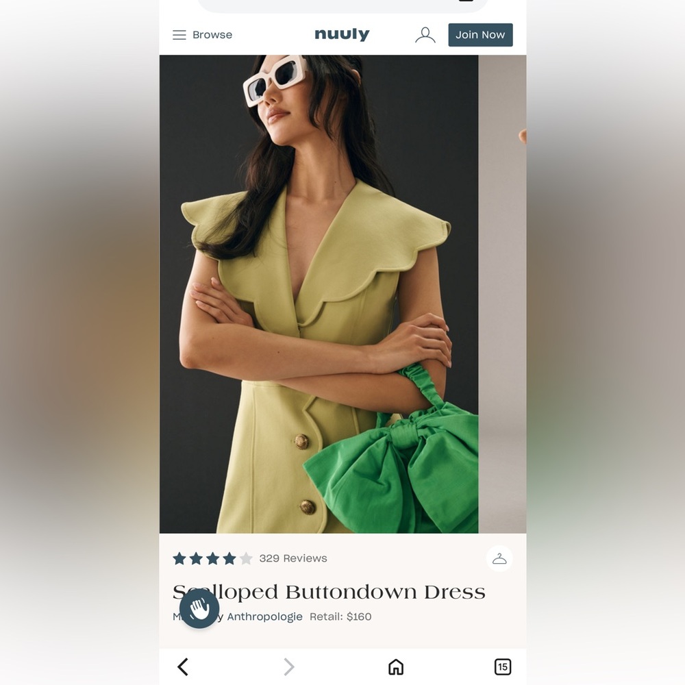Anthropologie Maeve Scalloped Button-Front Green Dress - Picture 7 of 9